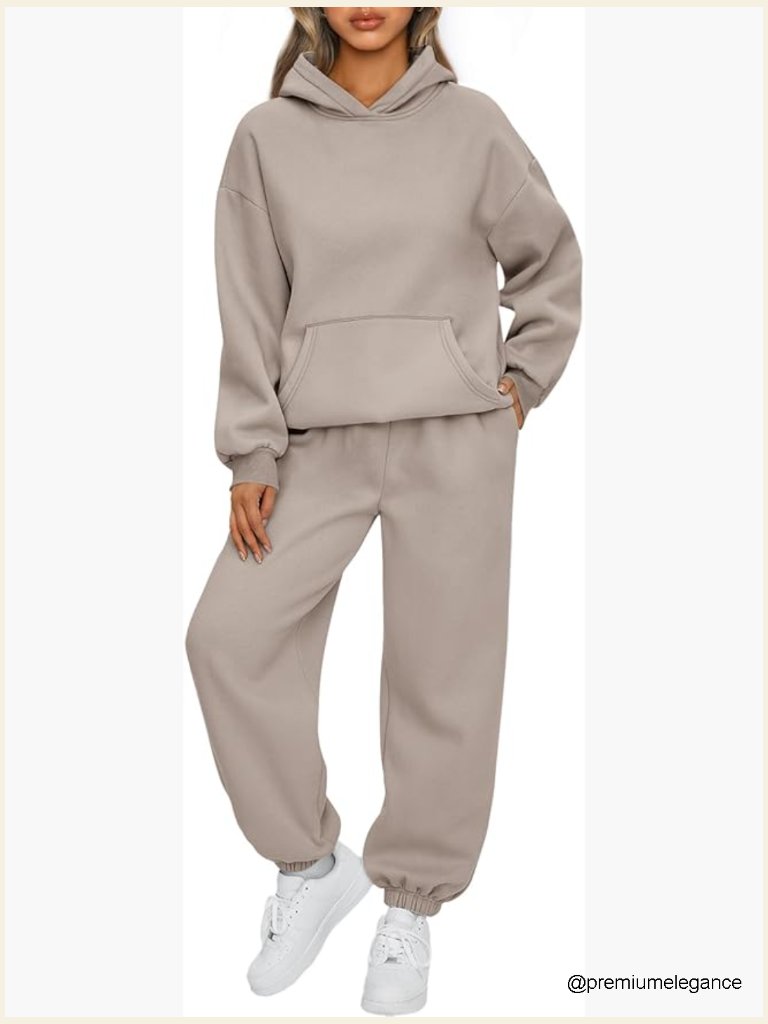 Oversized 2 Piece Lounge Sweatsuit Set - Hoodie & Jogger Pants
